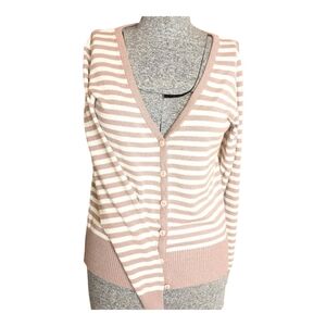 Striped Mauve and White Women's Cardigan